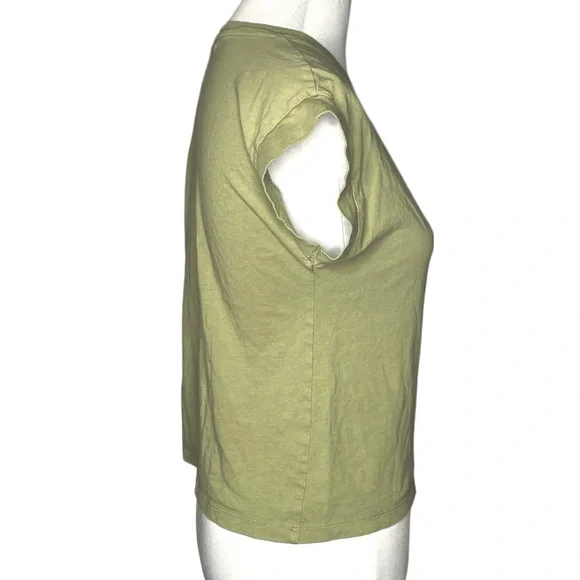 Zara Cropped Short Sleeve TShirt Olive Green Size Small - Picture 8 of 8